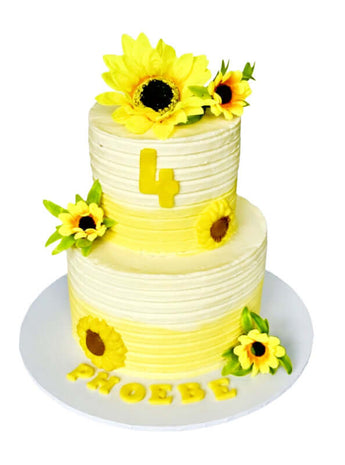 2-Tier Sunflower Cake - Dog Birthday Cake