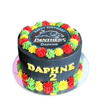Sports Team - Dog Cake for a sports fan featuring Panthers logo and colorful frosting, perfect for a dog sports team cake.