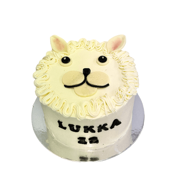 Lion Themed Dog Cake designed for furry friends, featuring a cute lion face, perfect for a fun Dog Party!