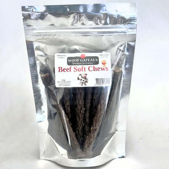 Delicious dehydrated dog treats in a clear packaging, perfect for rewarding your furry friend with flavor.