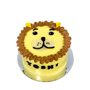 Lion Dog Birthday Cake designed for dogs, featuring a playful lion face and healthy dog treats.