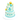 2-Tier Cake w/Balloons decorated for a dog party featuring a gift box and colorful balloons in blue and gold.