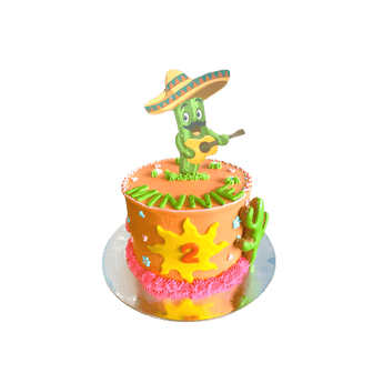 Mexican themed Dog Birthday Cake for dog parties featuring a fun cactus character and vibrant decorations - dog birthday cake fiesta.