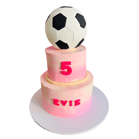 2-Tier Pink Ombre Soccer Ball Cake