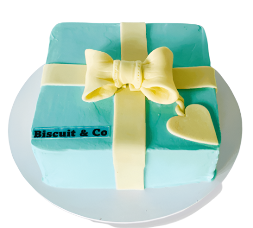 Light Blue And Brown Gift Box Cake - CakeCentral.com